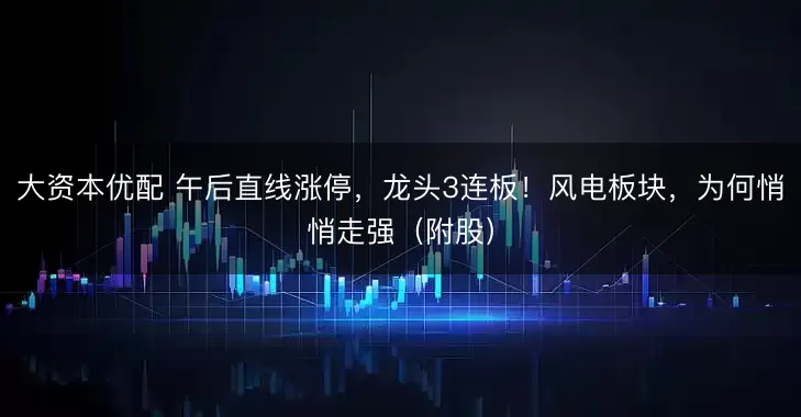 大资本优配 午后直线涨停，龙头3连板！风电板块，为何悄悄走强（附股）